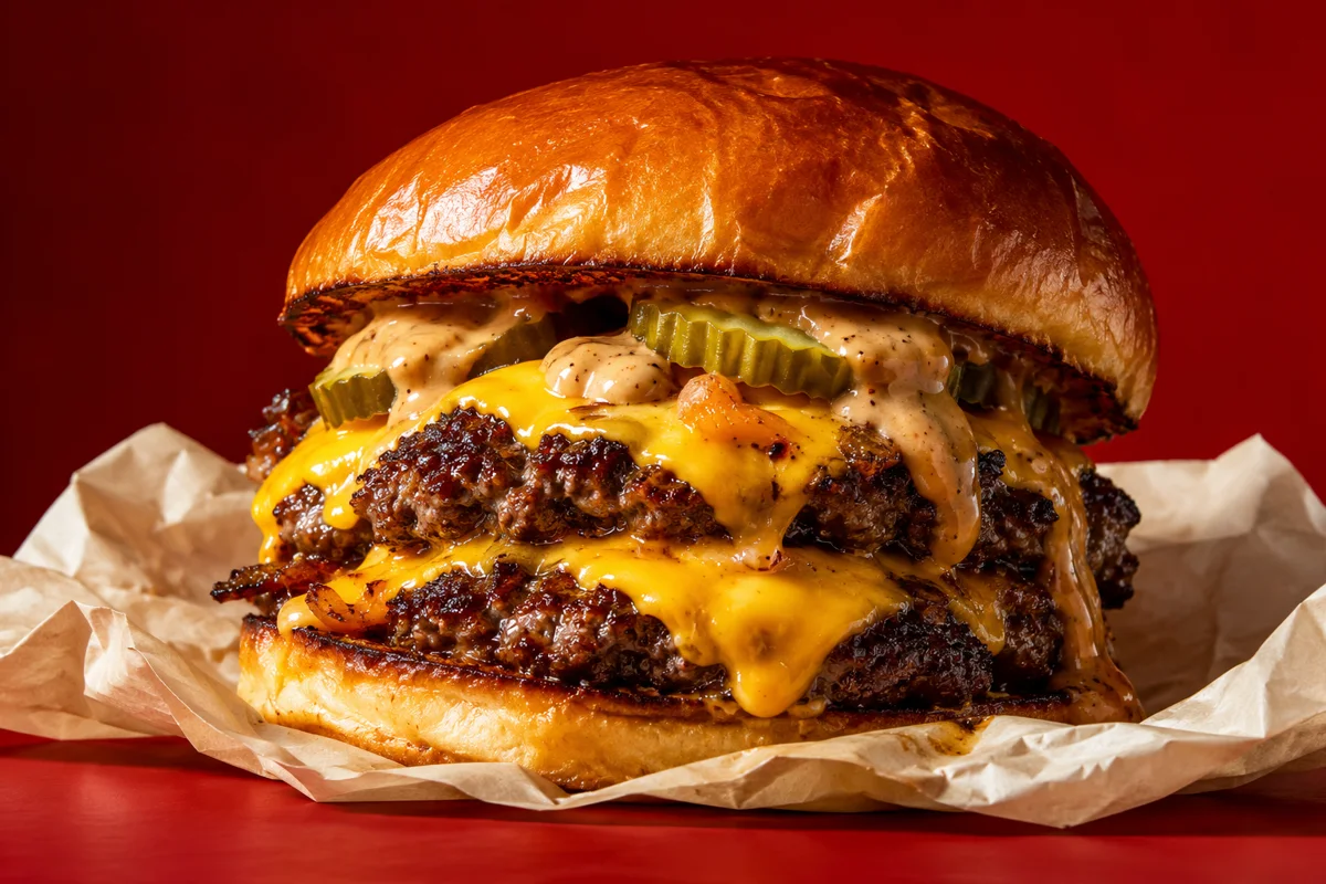 Smash burger cheddar et pickles, image de démonstration